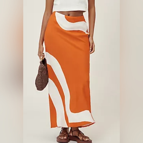 Anthropologie Midi Linen Blend Skirt - Picture 1 of 4